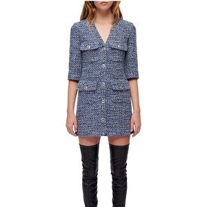 Maje Blue Tweed Mini Dress